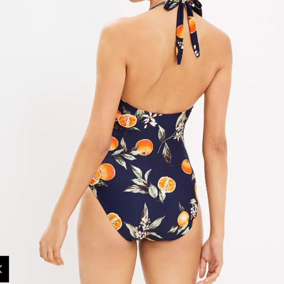 Loft navy blue and orange swim suit - Picture 2 of 8